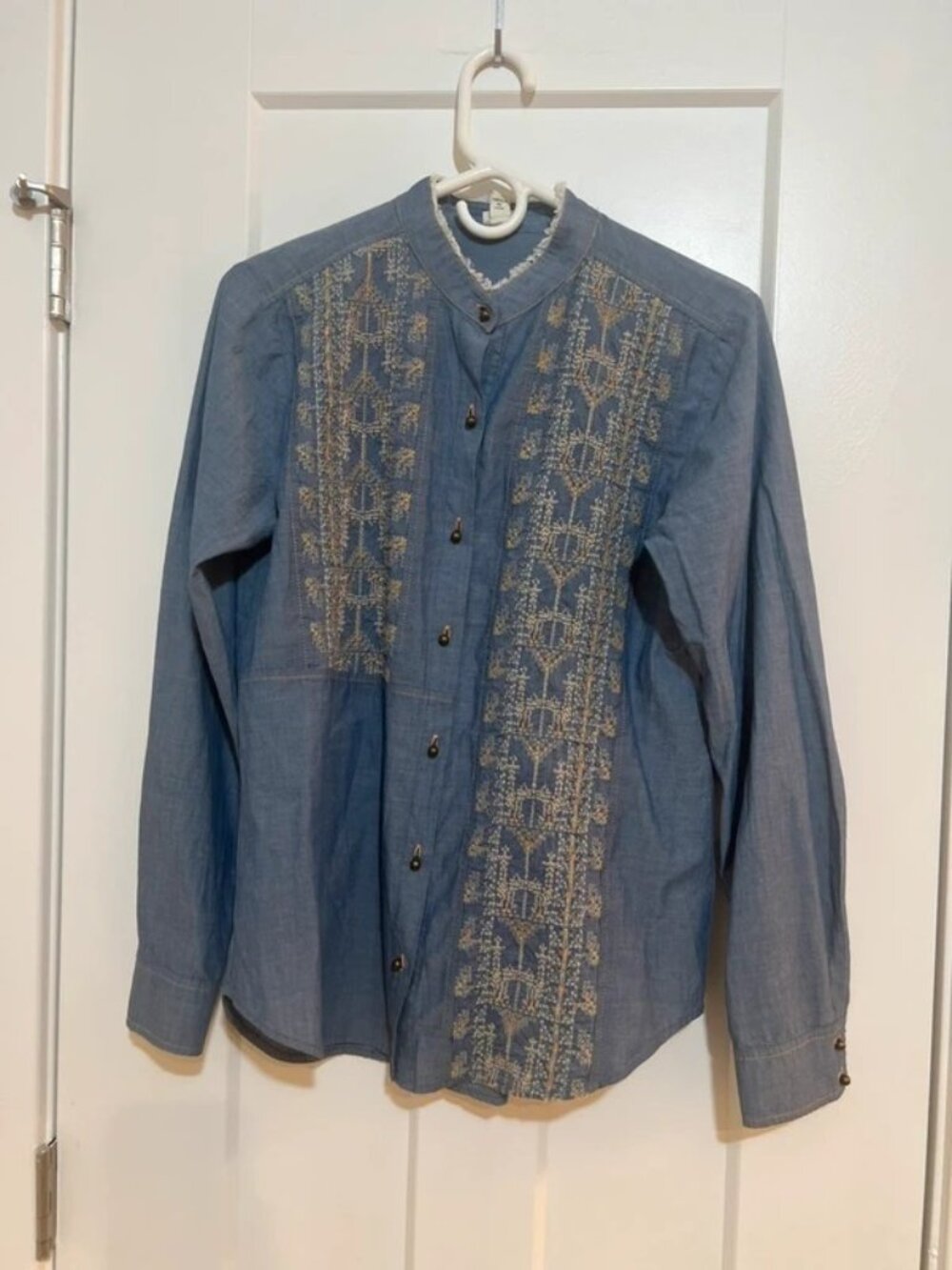 Anthropologie TINY Chambray Embroidered Shirt
